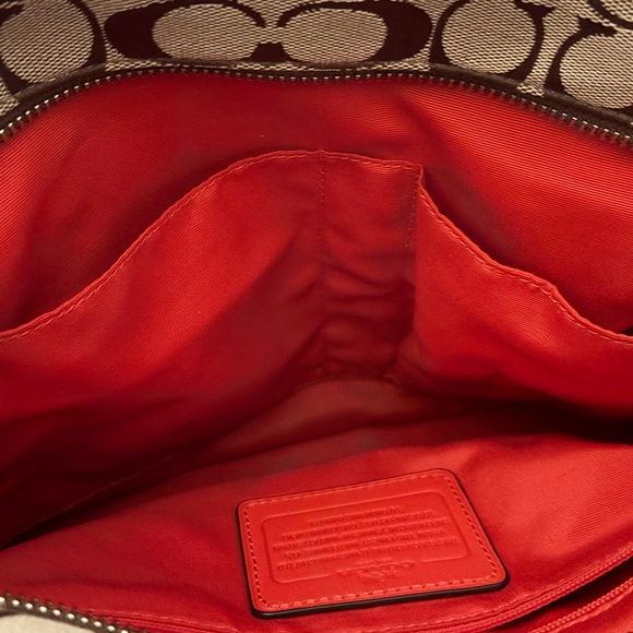 Coach Brown and Red Signature Tote Bag - Picture 9 of 10
